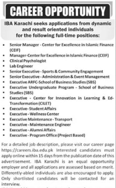 Job Openings at IBA Karachi – Apply Now!