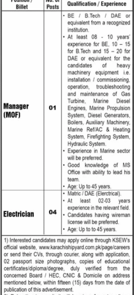 Career Opportunities at Karachi Shipyard & Engineering Works Limited