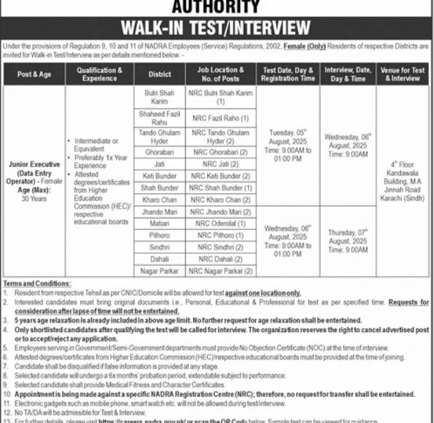 Junior Executive (Data Entry Operator) - Female Only