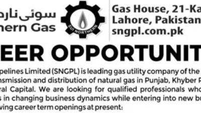 Career Opportunities at Sui Northern Gas Pipelines Limited (SNGPL)