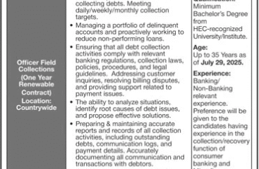  Officer Field Collection at The Bank of Punjab