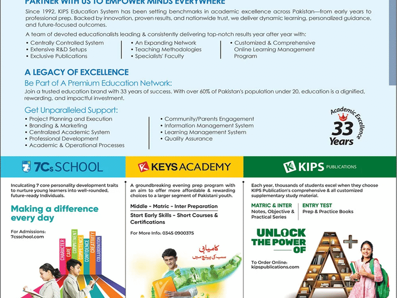 Franchise Opportunity with KIPS Education System – Empowering Minds Across Pakistan