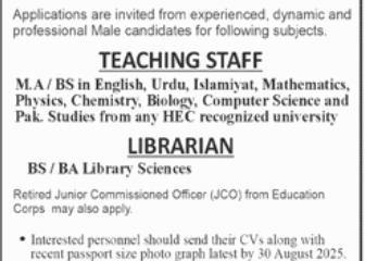 Cadet College Jauja Jobs