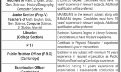 Fazaia Schools and Colleges Jobs